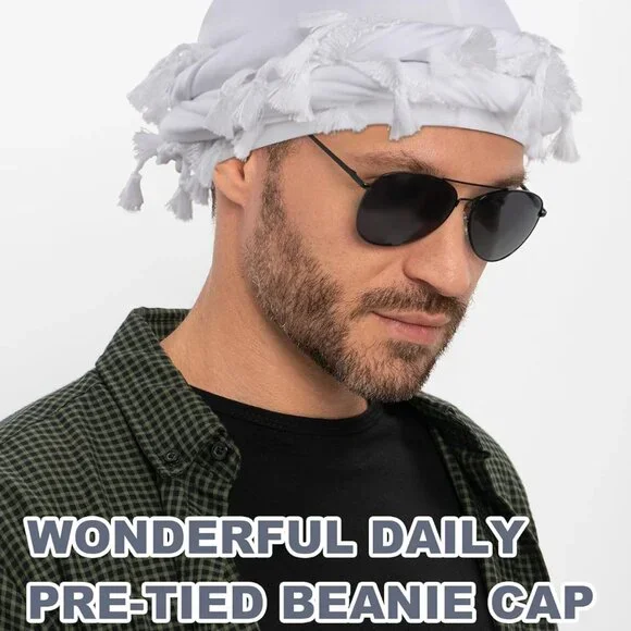 Halo Turban for Men Women Satin Lined Durag Head Wraps Skull Cap Pre-Tied Tassel - Picture 9 of 9